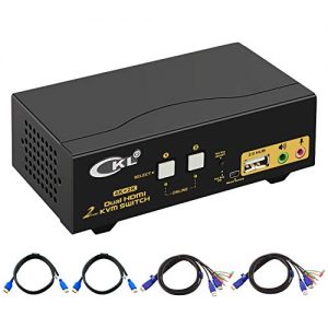 CKL HDMI KVM Switch 2 Port Dual Monitor Extended Display