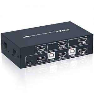 2 Port Dual Monitor KVM Switch HDMI 4K@30Hz, 2 USB 2.0 Hub