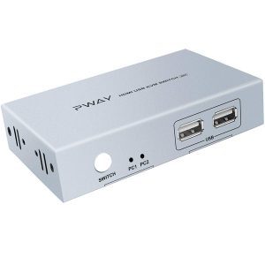 AAO 2 Port HDMI KVM Switch 2x1, UHD 4K@30Hz, Powered by USB