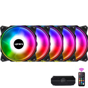 upHere 120mm Dual Halo RGB LED with Remote Control PC Case Fan