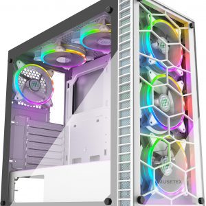 MUSETEX ATX Mid-Tower Computer Gaming Case with 6 PCS × 120mm LED